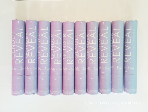 ten gender reveal powder cannons | belle & beau confetti co. | genderrevealcannons.com