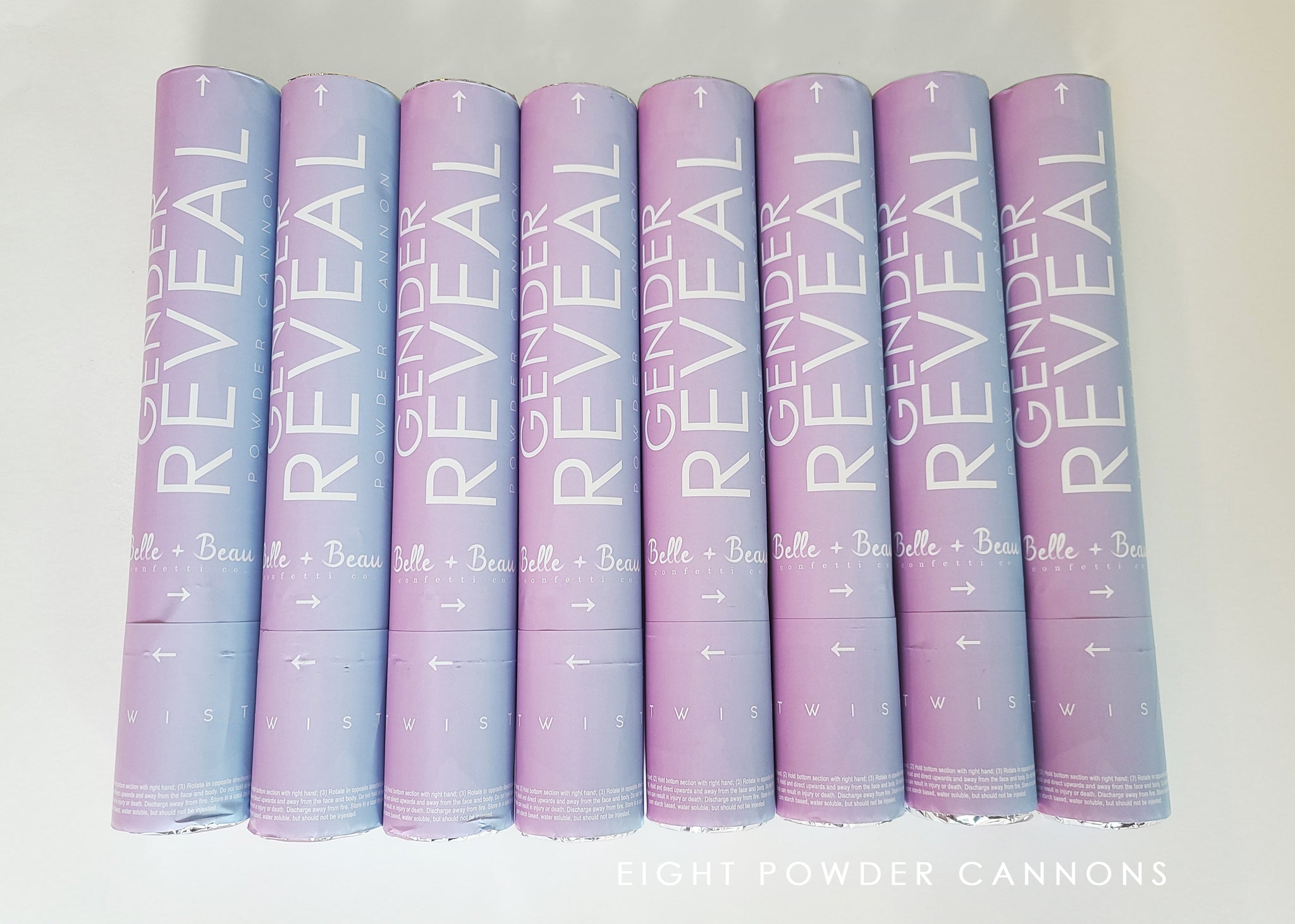 8 pack Gender Reveal Powder Cannons, Pink or Blue – Belle & Beau